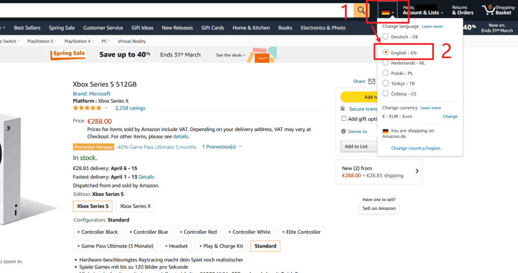 亚马逊修改语言的方法