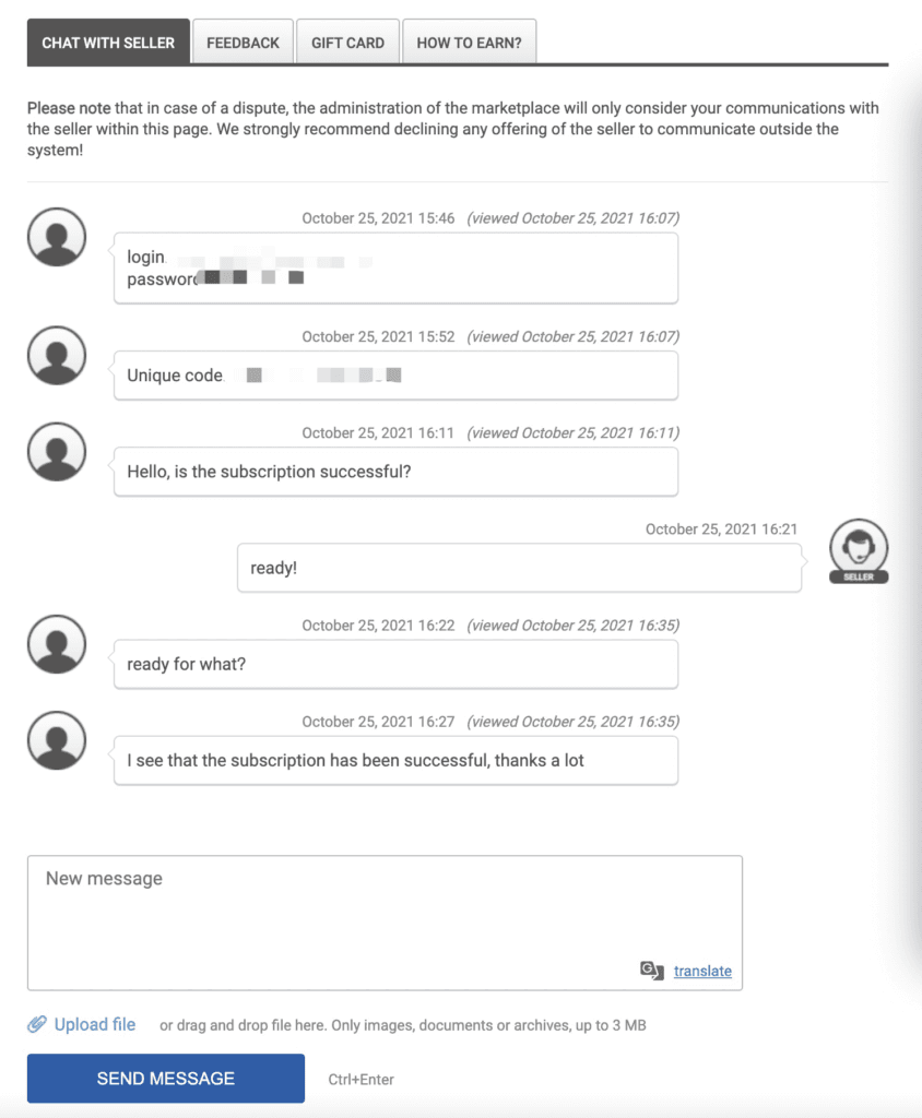 和卖家沟通，让他充值。