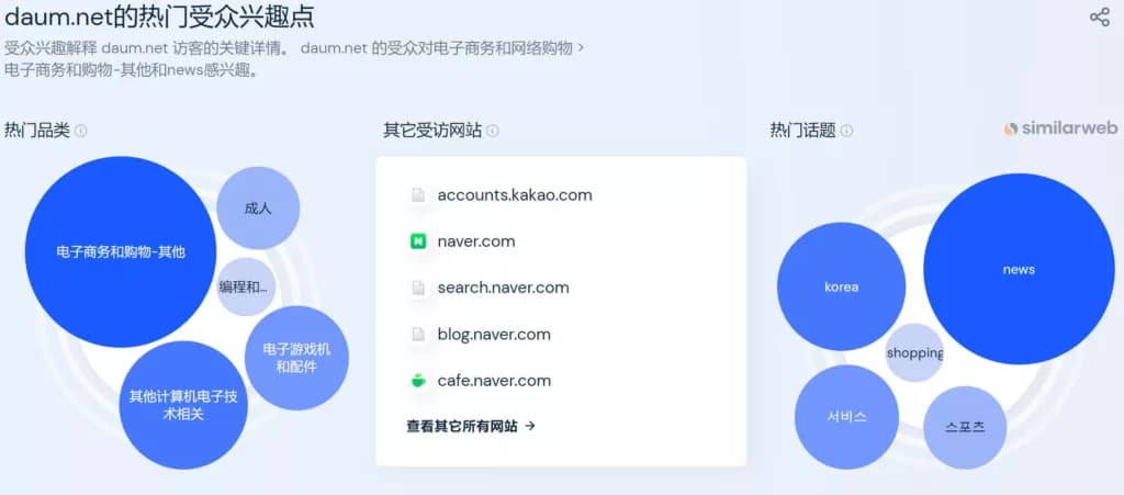 SimilarWeb daum.net 受众兴趣